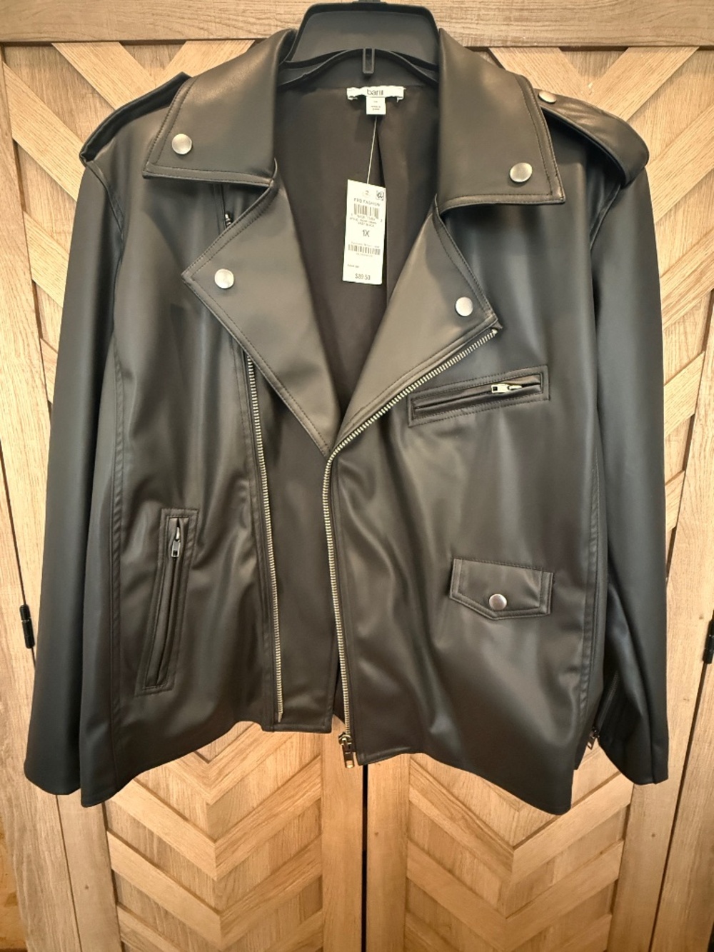 Bar III Black Faux Leather Jacket